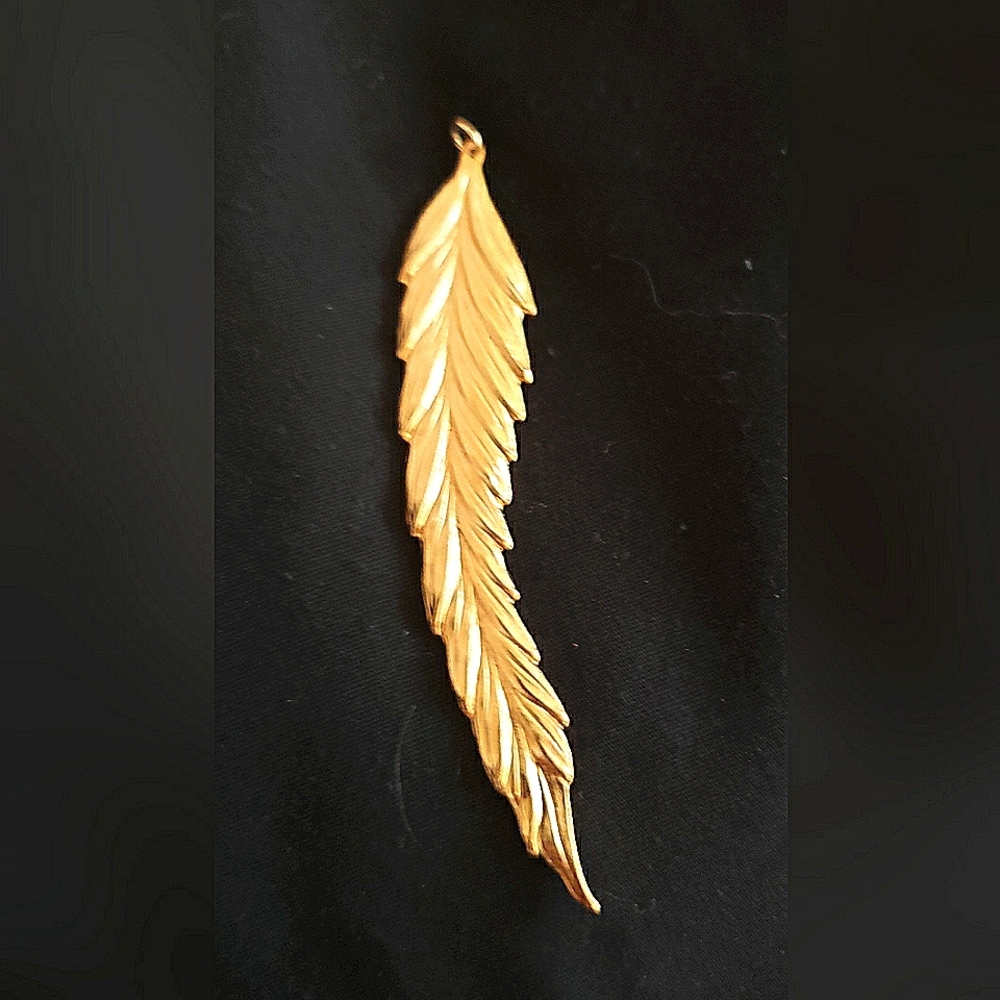 Kimberly Baker Gold Feather Necklace Pendant, Sterling Silver, Gold Plated